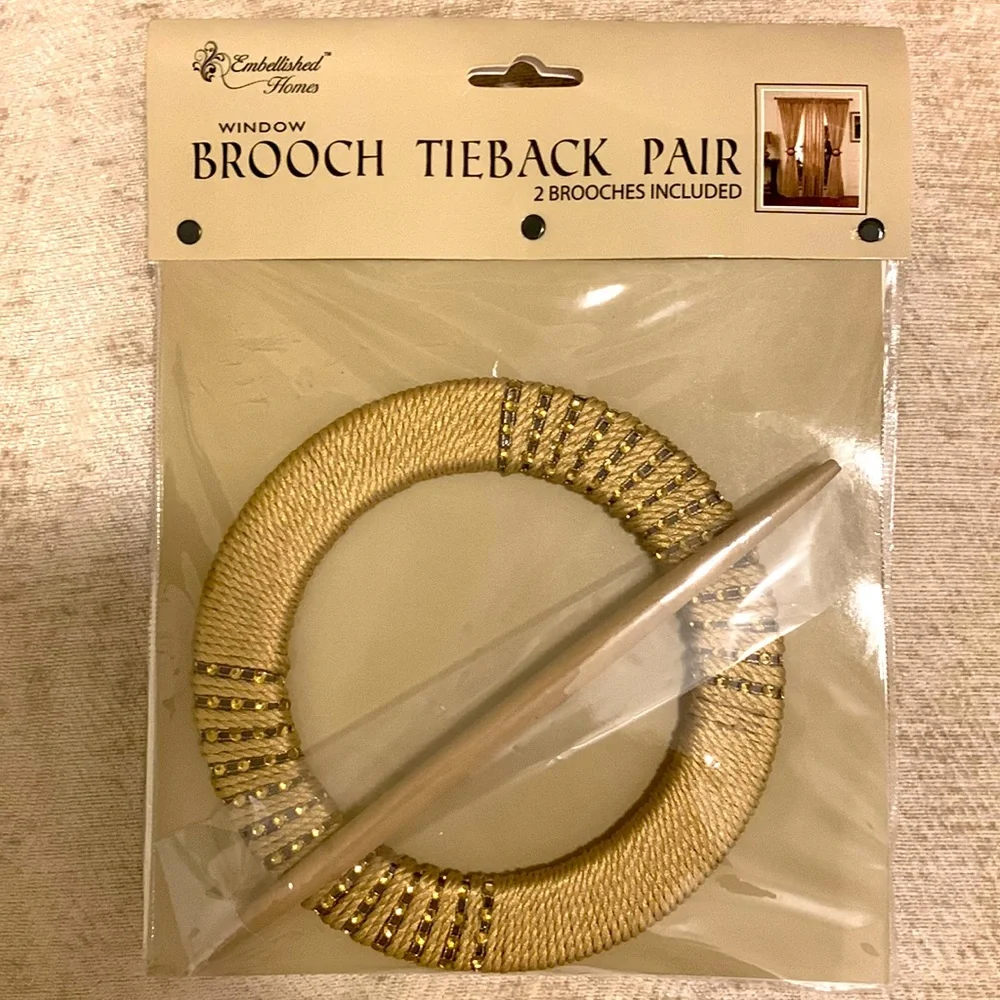 Embellished Homes brooch curtains tie back pair